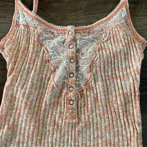 Free People boho orange floral tank top S
